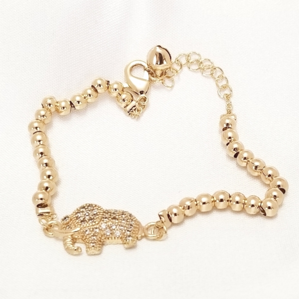 Elephant Women's Bracelet. 14K Gold Plated. New